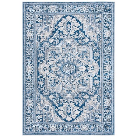 Safavieh 6 ft.-7 in. x 6 ft.-7 in. Belmont Transitional Round Rug; Navy & Grey BMT134N-7R
